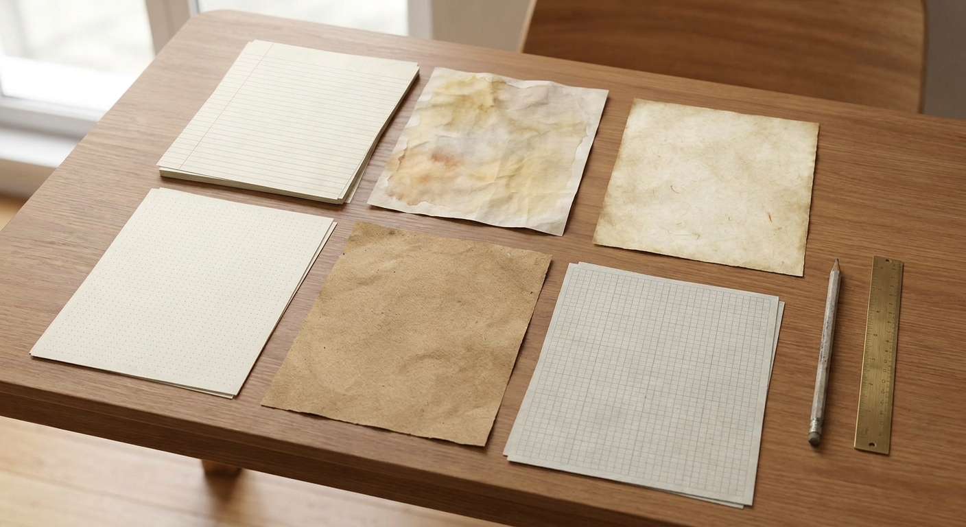 Papera paper types: Writing, Grid, Dotted, Music, Isometric, Hex, Blank